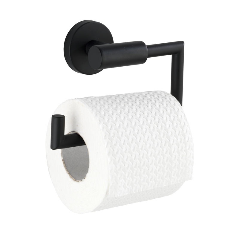 WENKO Bosio Black Toilettenpapierhalter ohne Deckel, schwarz mattiert, Edelstahl