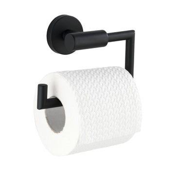 WENKO Bosio Black Toilettenpapierhalter ohne Deckel, schwarz mattiert, Edelstahl