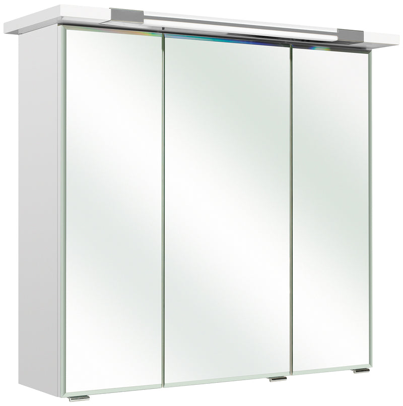 Pelipal Trentino Spiegelschrank 3-türig weiß glanz mit LED, 75 cm