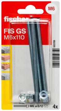 fischer Injektions-Gewindeanker FIS GS M6 x 110 aus Stahl – 4 Stück
