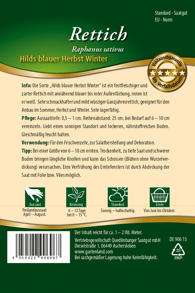 QUEDLINBURGER SAATGUT Blauer Rettich Hilds blauer Herbst-Winter