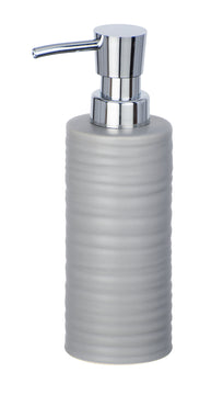 WENKO Mila Seifenspender aus Keramik, grau (B x H x T 6 x 18,5 x 8 cm)