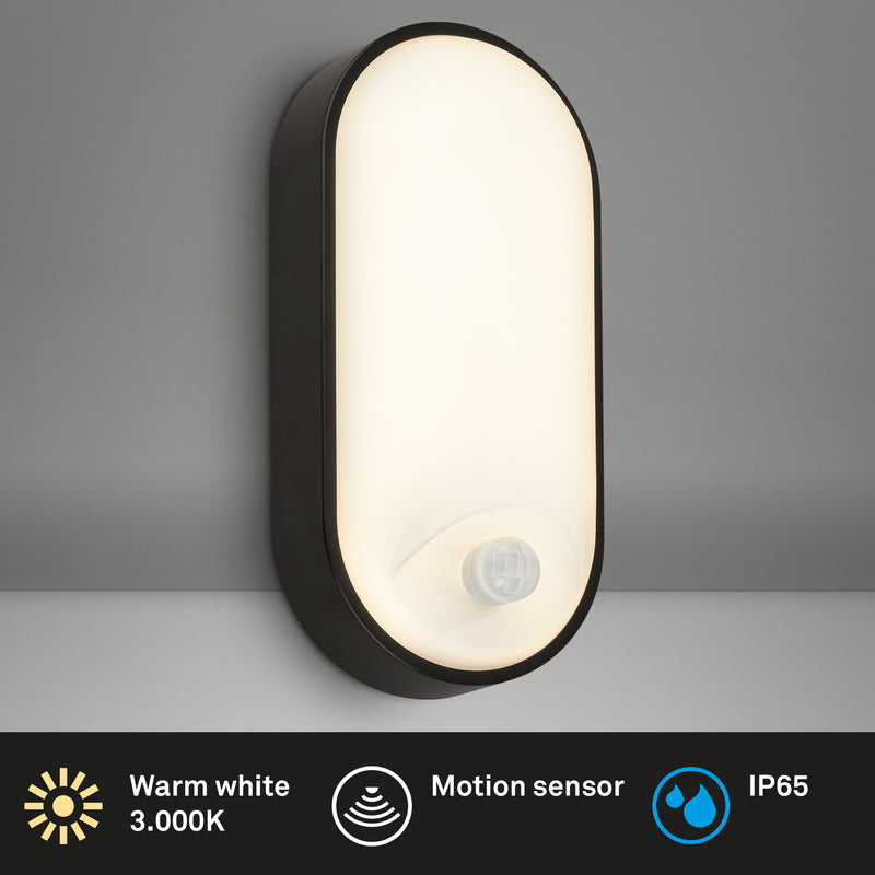 Briloner Sicherheits-Wandleuchte IR-Sensor schwarz 12 W inkl. LED-Platine