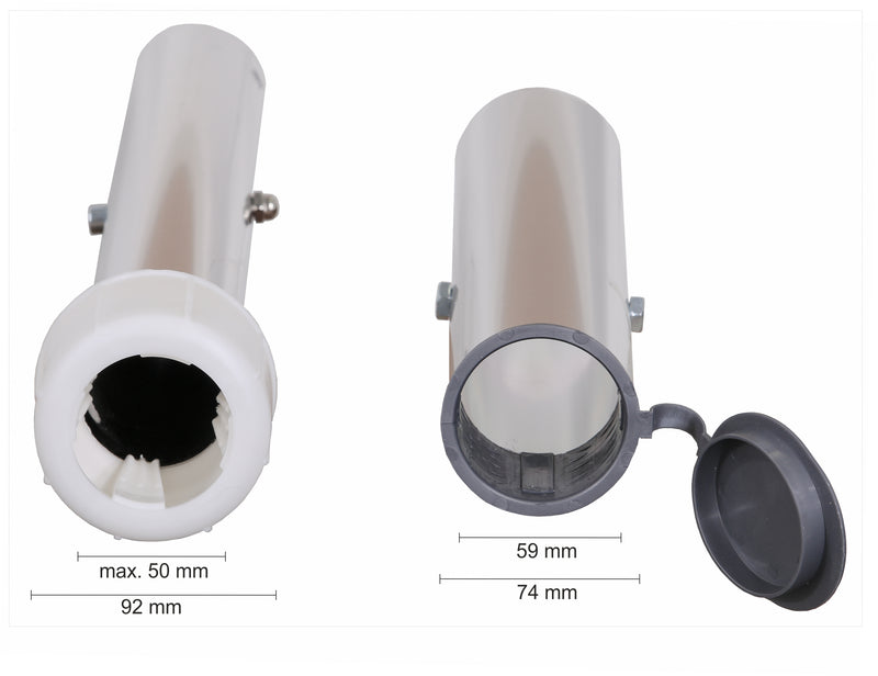 Schneider Schirme Bodenhülse für 50 mm Rohr extra lang aus Aluminium, silber