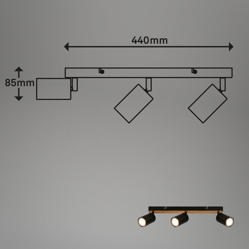 BRILONER Leuchten Spotleuchte 3xGU10 in black-wood