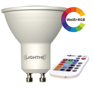 LightMe LED-Reflektor RGBW PAR16 4,5 W, GU10, 300 lm inkl. Fernb.