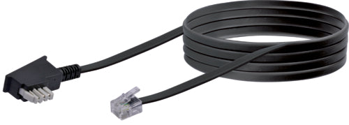 SCHWAIGER Telefon-Anschlussleitung schwarz (TAE), 4-adrig, flach