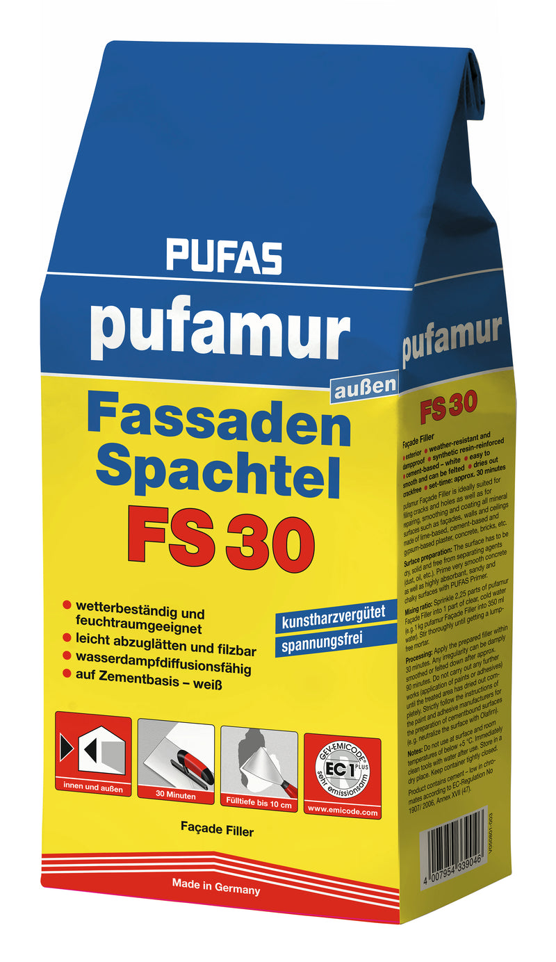 Pufas Pufamur Außen-Spachtel 5 kg, kunstharzvergütete Zementspachtelmasse