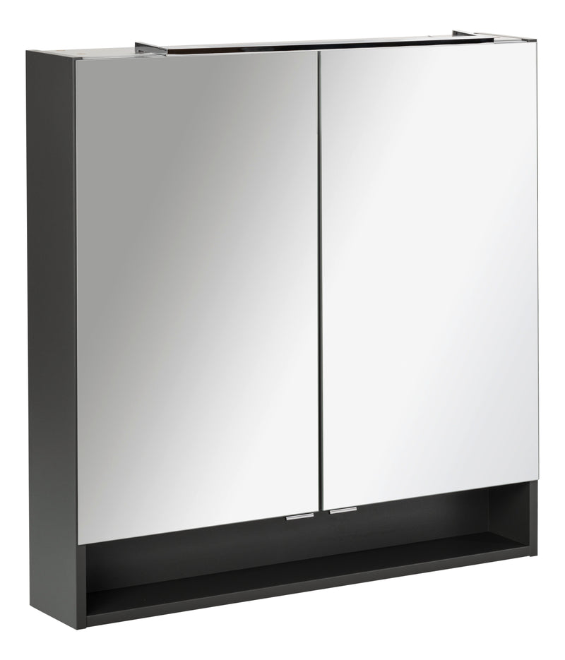 FACKELMANN Spiegelschrank LUNA anthrazit mit 2 Türen LED 80x80x15,5 cm