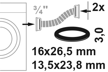 Schütte Verschraubungsdichtung für Zulauf 3/4", 2 Stück, Gummi