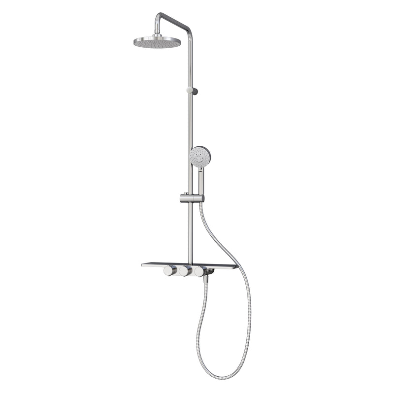 Schulte DuschMaster Rain III Modern Duschsäule chrom, EP Kopfbrause rund