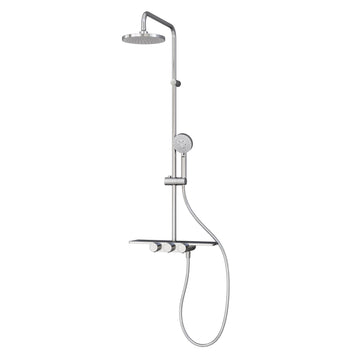 Schulte DuschMaster Rain III Modern Duschsäule chrom, EP Kopfbrause rund