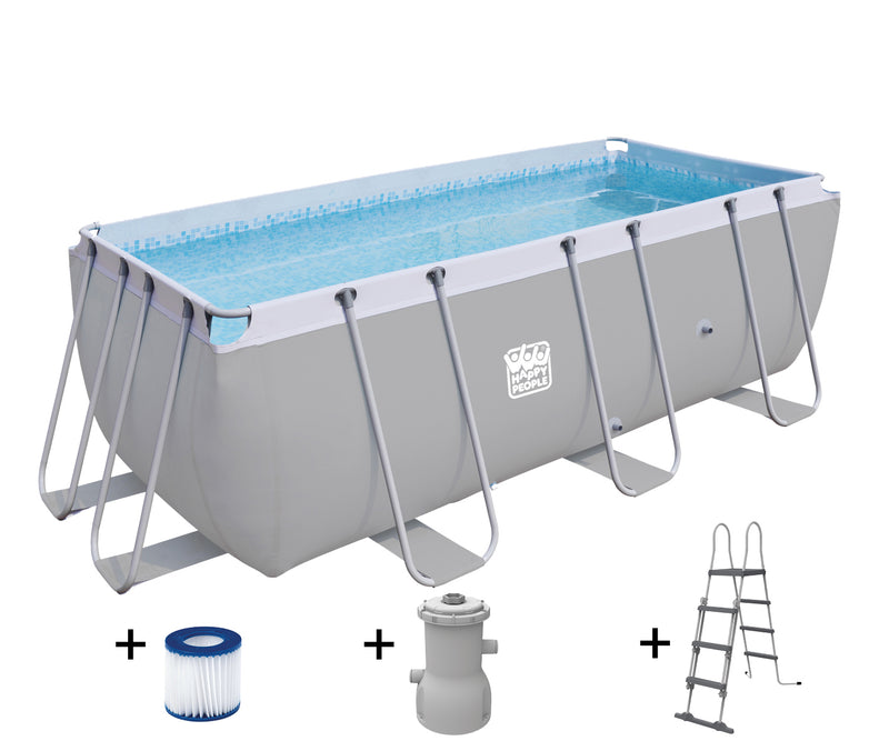 Happy People Stahlrahmenpool-Set Quick-Up-Pool grau