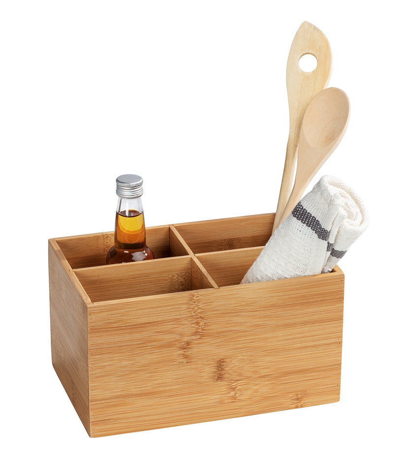 WENKO Terra Badbox mit 4 Fächern Bambus natur, Aufbewahrung