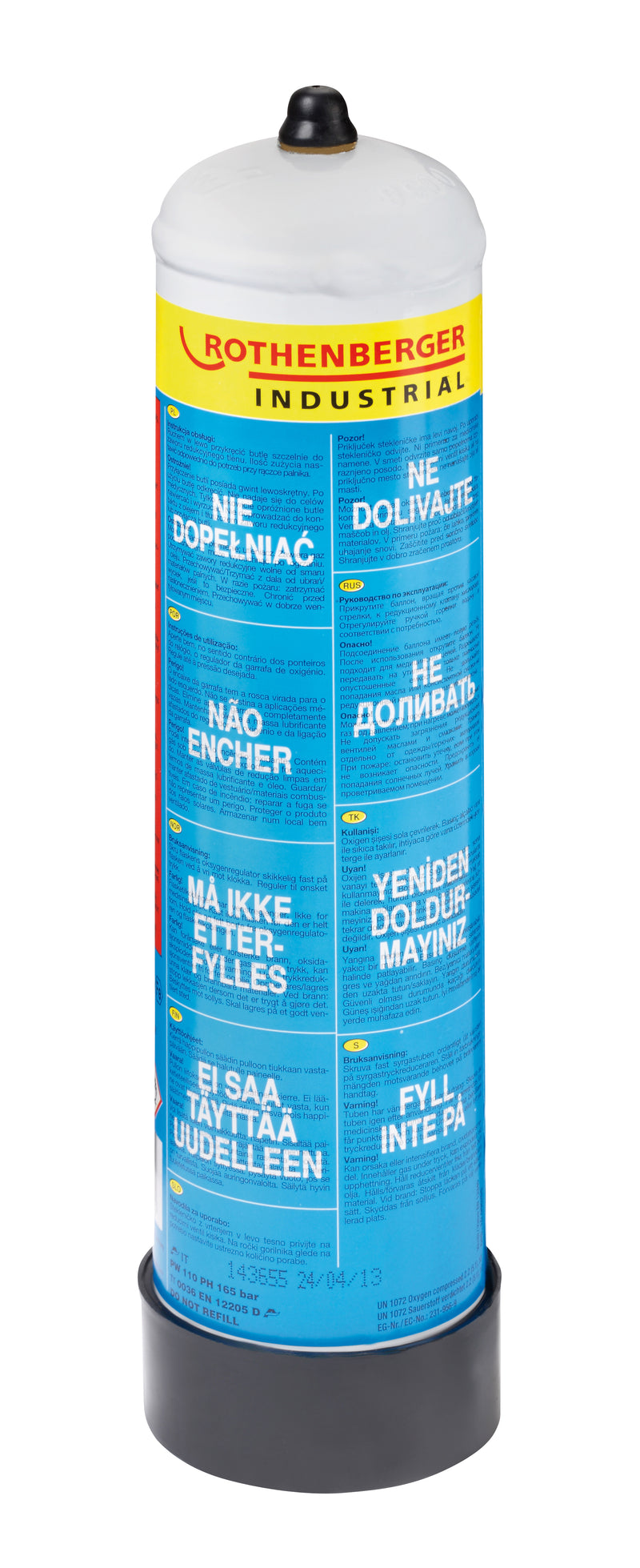 ROTHENBERGER Sauerstoff Einwegflasche 1 l, 110 bar, Pfandflasche