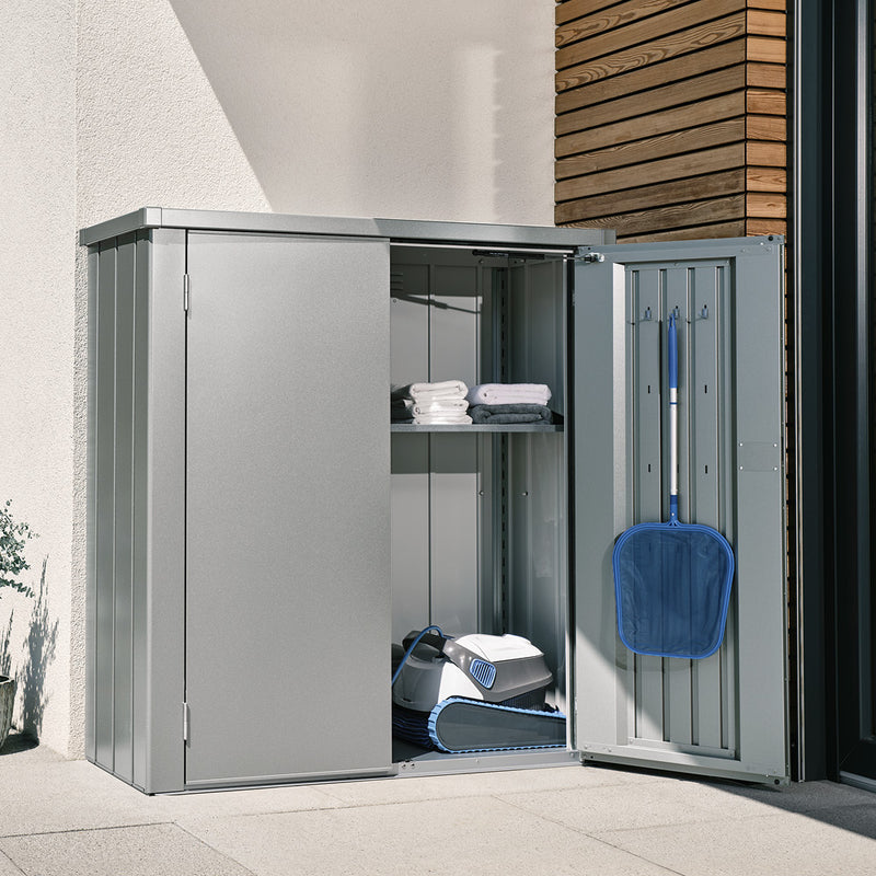 Biohort Terrassenschrank Romeo M (132 × 57 × 140,2 cm) Silber-metallic Standard