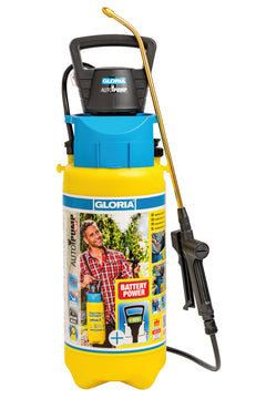 GLORIA AutoPump Set mit 5-L-Drucksprühgerät in Gelb/Blau, Behälter Kunststoff