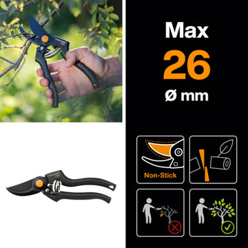 Fiskars Gartenschere Pro P90 Bypass aus Stahl, Länge 230 mm