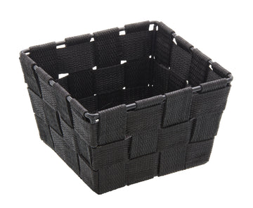 WENKO Adria Mini Badkorb square aus Kunststoff-Geflecht, 14 x 14 x 9 cm schwarz