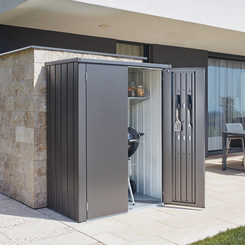 Biohort Terrassenschrank Romeo L HIGH (132 × 87 × 181 cm) Dunkelgrau-metallic Standard