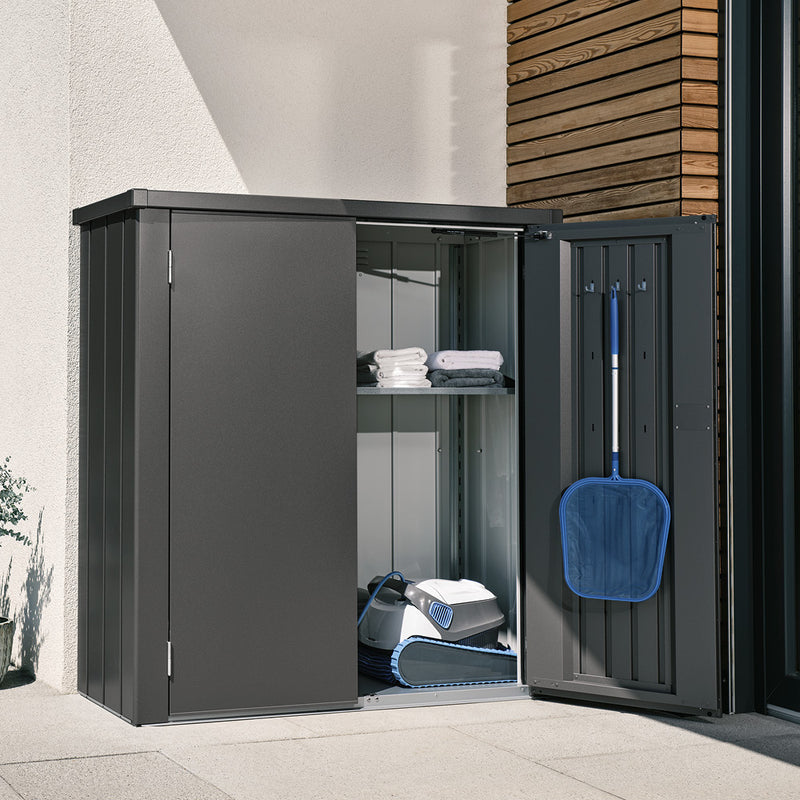 Biohort Terrassenschrank Romeo M (132 × 57 × 140,2 cm) Dunkelgrau-metallic Standard