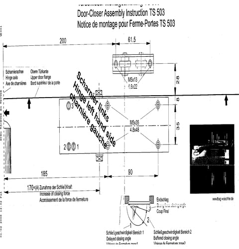 Burg-Wächter Türschließer TS 503 S in silber (Türbreite bis 950 mm)