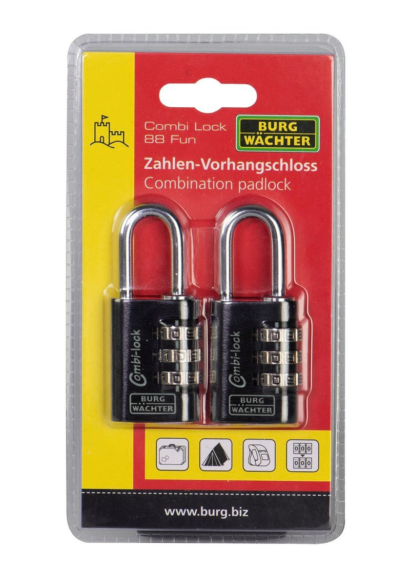 Burg-Wächter DUO 88 30 Vorhang-Zahlenschloss schwarz/silber (2 Stück)