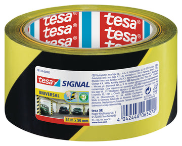 tesa Signal Markierungsklebeband Warnband gelb/schwarz, 50 mm x 66 m