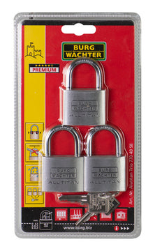 Burg-Wächter Trio 770 Zylinder-Vorhangschloss silber, Aluminiumkörper