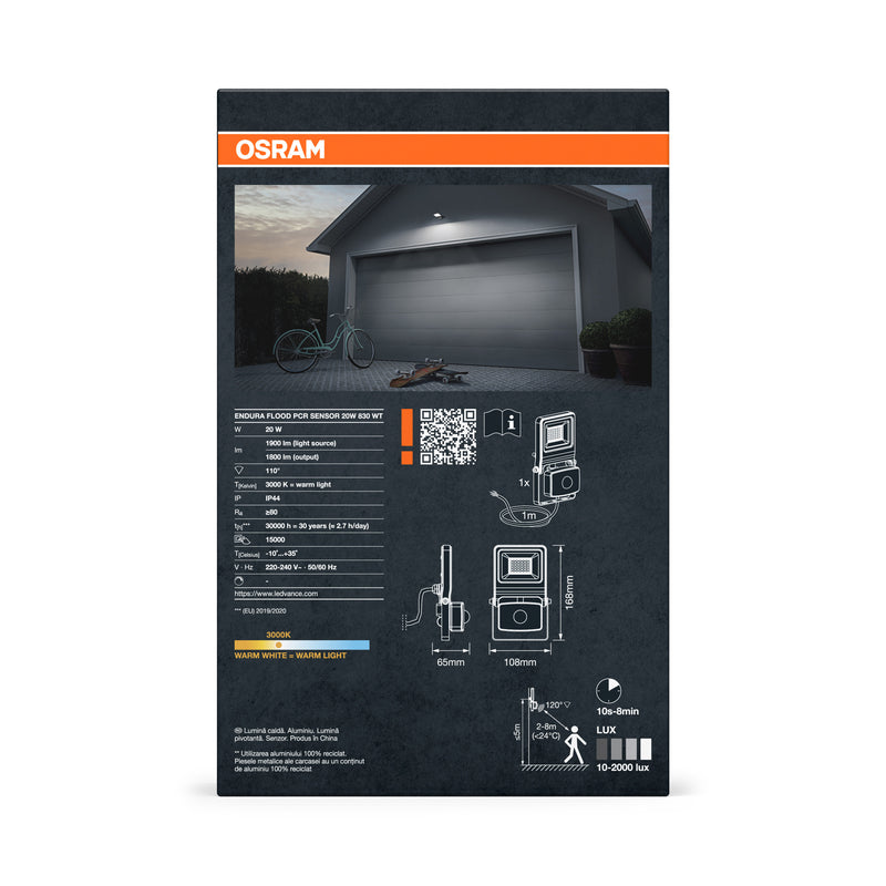 LEDVANCE ENDURA Flood PCR S Flutlicht 20W weiß 1800lm 3000K IP44