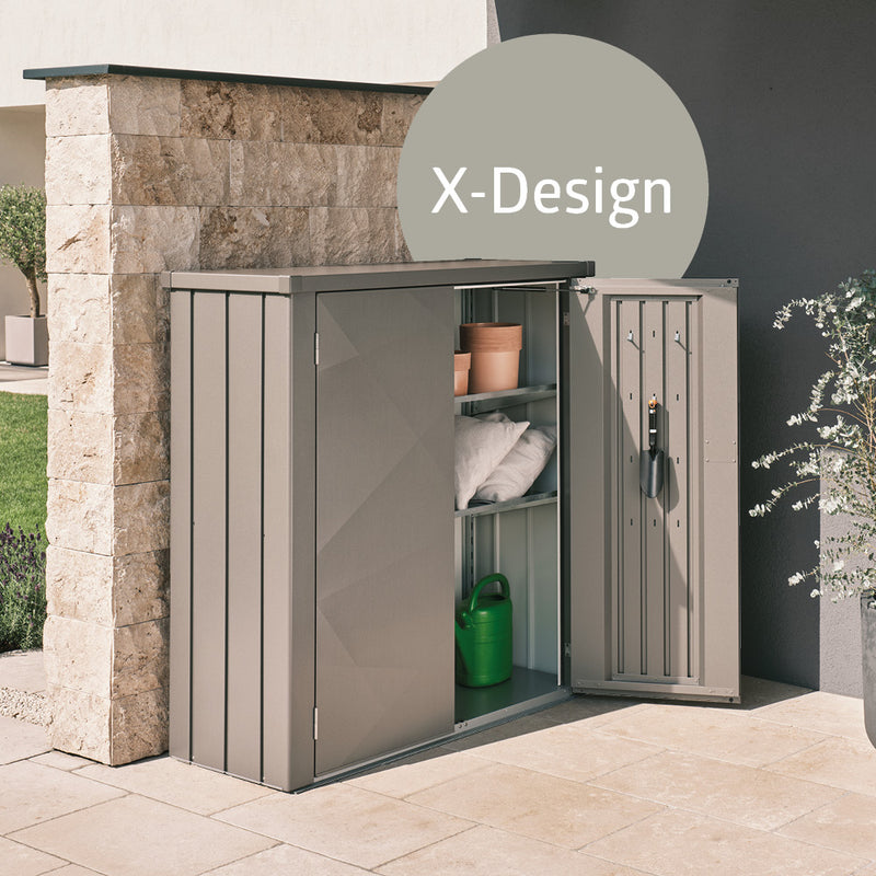 Biohort Terrassenschrank Romeo M (132 × 57 × 140,2 cm) Quarzgrau-metallic X-Design