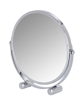 WENKO Mera Kosmetikspiegel silber rund, Standspiegel Ø 17 cm