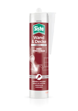 Sista Wand & Decke Acryldichtstoff weiß, 280 ml für 100% Farbdeckung