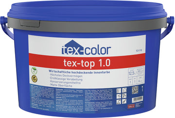 Tex-Color tex-top 1.0 Innenwandfarbe weiß, wasserbasierte Dispersionsfarbe 12,5 l