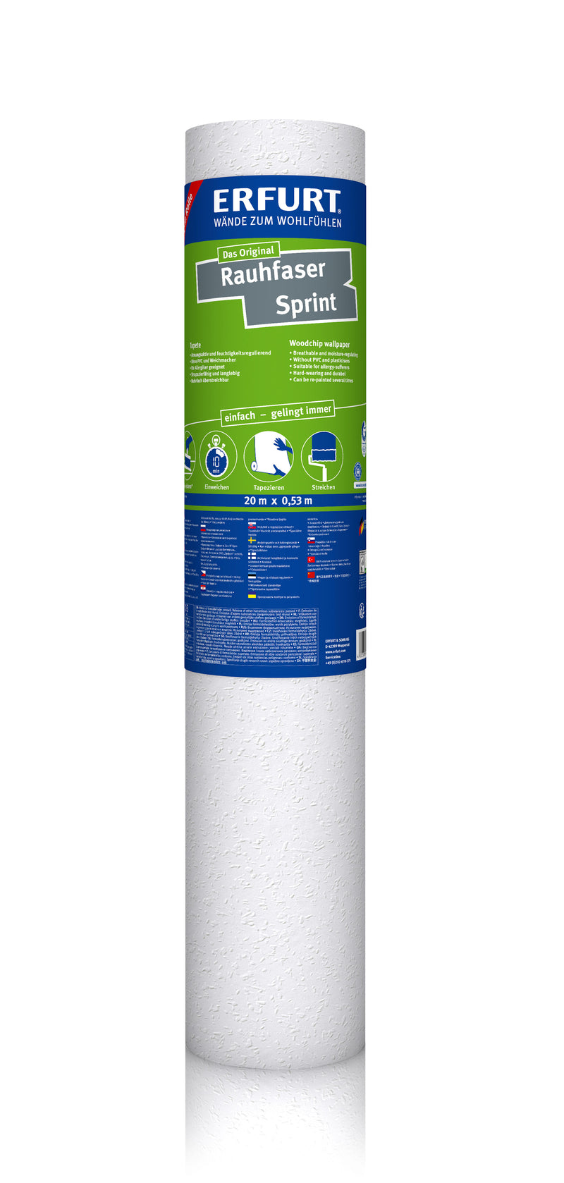 Erfurt Rauhfaser Sprint, weiß, 53 cm x 20 m