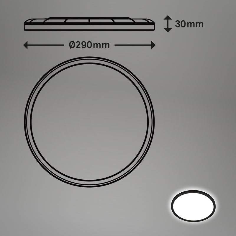 BRILONER Panel LED Ultra flat mit Backlight schwarz + Microwave IP44