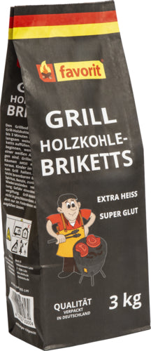 favorit Grillbriketts aus Holzkohlestaub 3 kg Packung