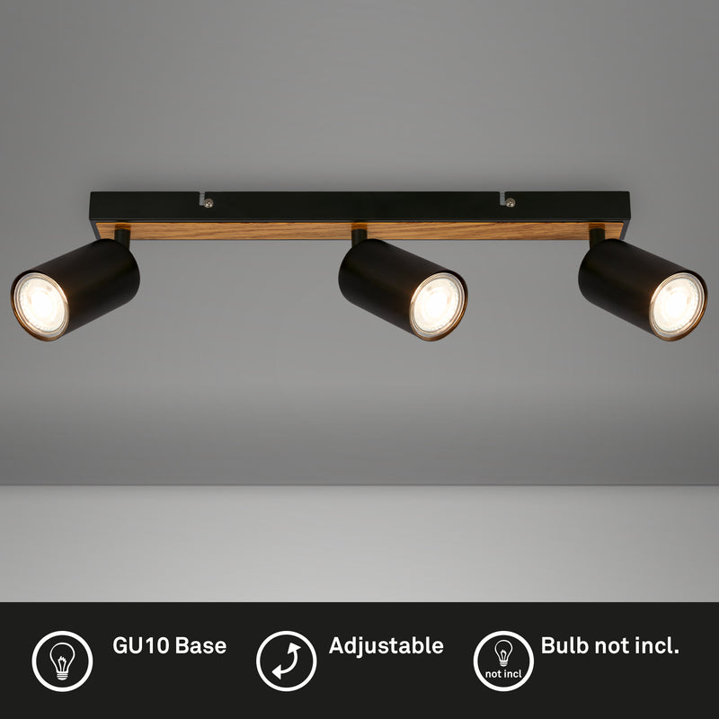 BRILONER Leuchten Spotleuchte 3xGU10 in black-wood