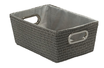 WENKO Chromo Badkorb in Flecht-Optik braun mit Chromgriffen, 28 cm
