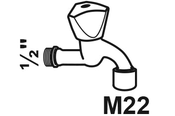 Schütte MS Auslaufventil Haubengriff verchromt, 1/2" AG x M22