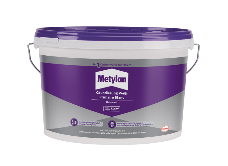 Metylan Tapezier-Grund für Vliestapete, pigmentiert weiß (5 l)