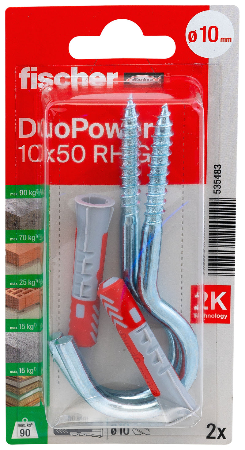 fischer DuoPower Universaldübel Mauerwerksdübel 10x50 mm Nylon (2 Stück)