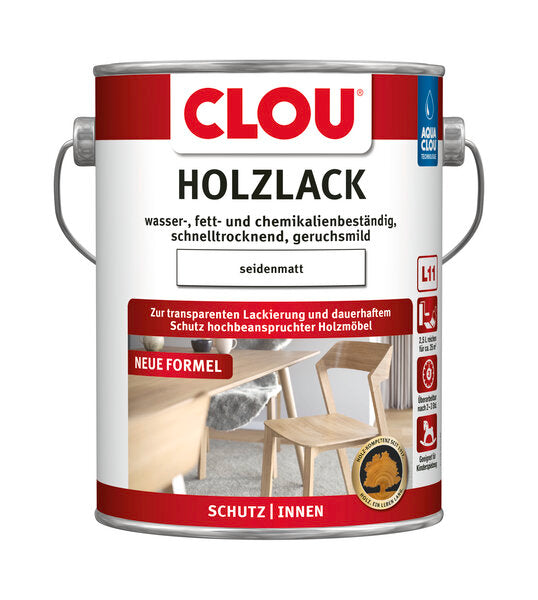 CLOU Holzlack Aqua sm. L11 transparent, Klarlack für innen