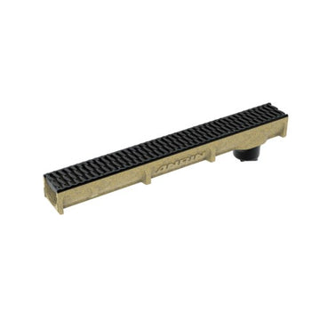 ANRIN SELF100 Smart Rinne Venturi 1 m aus Polymerbeton mit schwarzem Kunststoffrost