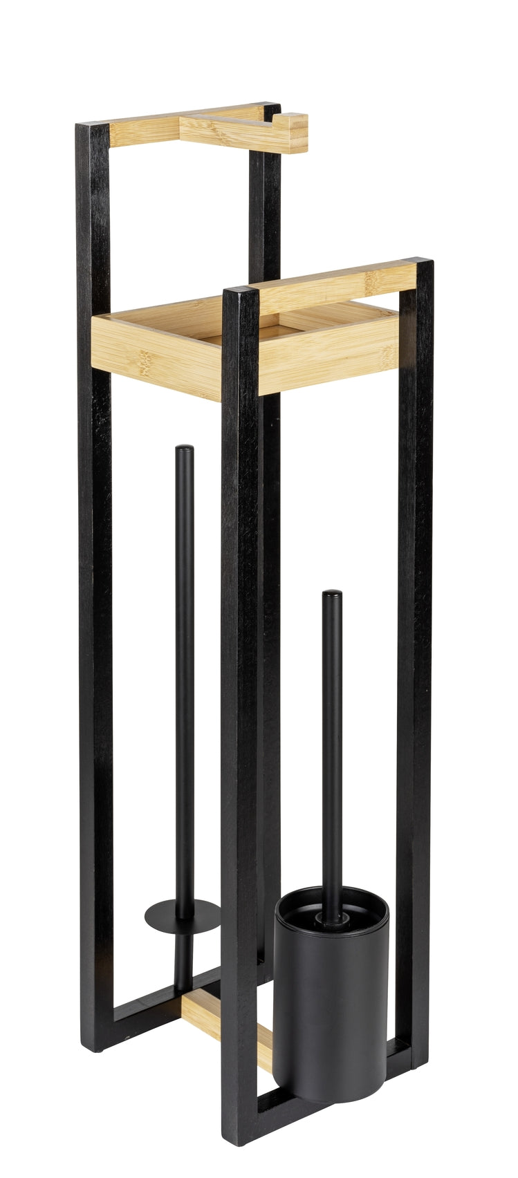 WENKO Braidi Stand-WC-Bürstengarnitur aus Bambus, braun (4-in-1)