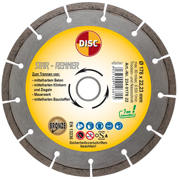 DISC Star-Renner Diamanttrennscheibe 178 x 22,23 mm, 7 mm Segmenthöhe