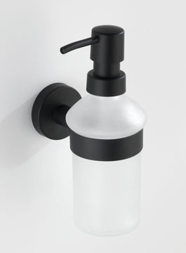 WENKO Bosio Black Seifenspender Edelstahl matt mit Glas, Schwarz