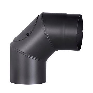 FIREFIX Rohrbogen schwarz, Ø150, 90°, 2 mm Wandstärke (starr, mit Tür)