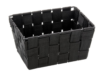 WENKO Adria Mini Badkorb long aus Kunststoff-Geflecht, 19 x 14 x 9 cm schwarz