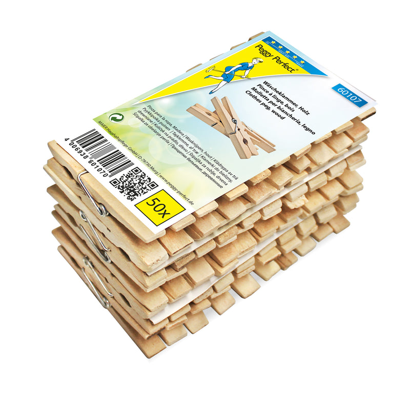 Peggy Perfect Wäscheklammer aus Buchenholz, natur, 50er Pack